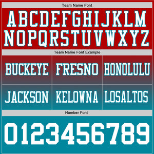 Custom Red White-Teal Authentic Fade Fashion Football Jersey