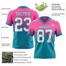 Load image into Gallery viewer, Custom Pink White-Teal Authentic Fade Fashion Football Jersey
