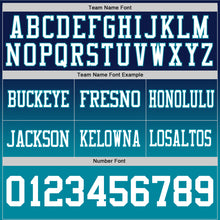 Laden Sie das Bild in den Galerie-Viewer, Custom Navy White-Teal Authentic Fade Fashion Football Jersey
