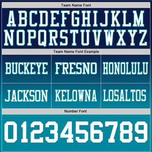 Custom Navy White-Teal Authentic Fade Fashion Football Jersey