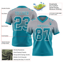 Загрузить изображение в средство просмотра галереи, Custom Gray Teal-White Mesh Authentic Fade Fashion Football Jersey
