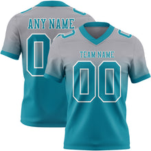 Загрузить изображение в средство просмотра галереи, Custom Gray Teal-White Mesh Authentic Fade Fashion Football Jersey
