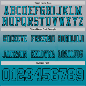 Custom Gray Teal-Black Mesh Authentic Fade Fashion Football Jersey