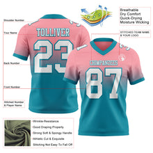 Загрузить изображение в средство просмотра галереи, Custom Medium Pink White-Teal Mesh Authentic Fade Fashion Football Jersey
