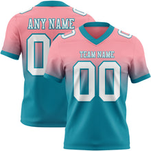 Загрузить изображение в средство просмотра галереи, Custom Medium Pink White-Teal Mesh Authentic Fade Fashion Football Jersey
