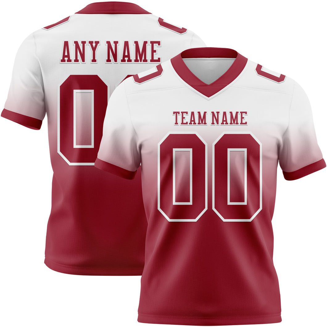 Custom White Cardinal Mesh Authentic Fade Fashion Football Jersey