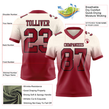 Custom Cream Cardinal-Black Mesh Authentic Fade Fashion Football Jersey