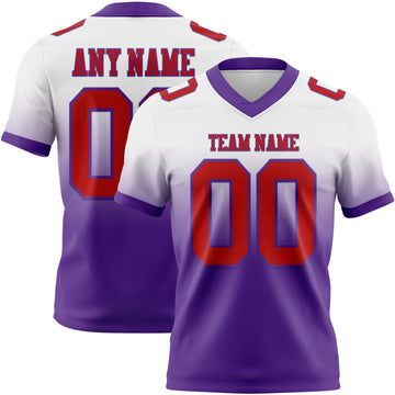 Custom White Red-Purple Mesh Authentic Fade Fashion Football Jersey