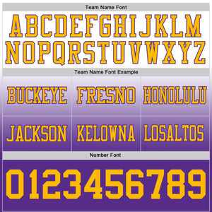 Custom White Gold-Purple Mesh Authentic Fade Fashion Football Jersey