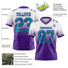 Charger l&#39;image dans la galerie, Custom White Teal-Purple Mesh Authentic Fade Fashion Football Jersey
