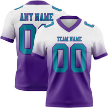 Charger l&#39;image dans la galerie, Custom White Teal-Purple Mesh Authentic Fade Fashion Football Jersey
