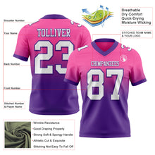 Load image into Gallery viewer, Custom Pink White-Purple Authentic Fade Fashion Football Jersey
