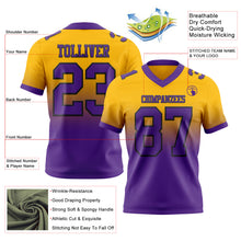 Загрузить изображение в средство просмотра галереи, Custom Gold Purple-Black Mesh Authentic Fade Fashion Football Jersey
