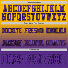 Загрузить изображение в средство просмотра галереи, Custom Gold Purple-Black Mesh Authentic Fade Fashion Football Jersey
