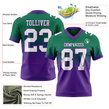 Load image into Gallery viewer, Custom Kelly Green White-Purple Authentic Fade Fashion Football Jersey
