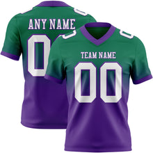 Load image into Gallery viewer, Custom Kelly Green White-Purple Authentic Fade Fashion Football Jersey
