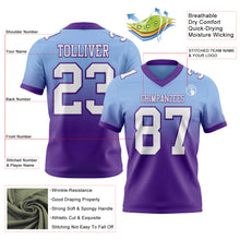 Load image into Gallery viewer, Custom Light Blue White-Purple Authentic Fade Fashion Football Jersey
