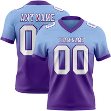 Load image into Gallery viewer, Custom Light Blue White-Purple Authentic Fade Fashion Football Jersey
