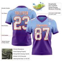 Load image into Gallery viewer, Custom Light Blue White Purple-Orange Authentic Fade Fashion Football Jersey
