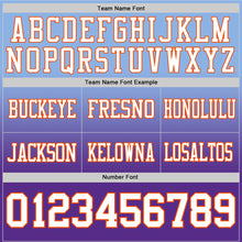 Load image into Gallery viewer, Custom Light Blue White Purple-Orange Authentic Fade Fashion Football Jersey
