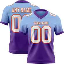 Load image into Gallery viewer, Custom Light Blue White Purple-Orange Authentic Fade Fashion Football Jersey
