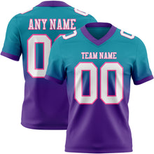 Загрузить изображение в средство просмотра галереи, Custom Teal White Purple-Pink Mesh Authentic Fade Fashion Football Jersey
