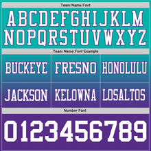 Load image into Gallery viewer, Custom Aqua White-Purple Authentic Fade Fashion Football Jersey
