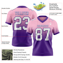 Load image into Gallery viewer, Custom Light Pink White-Purple Authentic Fade Fashion Football Jersey
