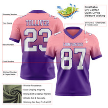 Load image into Gallery viewer, Custom Medium Pink White-Purple Authentic Fade Fashion Football Jersey
