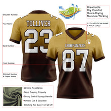 Load image into Gallery viewer, Custom Old Gold White-Brown Authentic Fade Fashion Football Jersey
