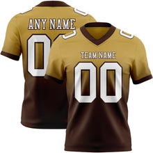 Load image into Gallery viewer, Custom Old Gold White-Brown Authentic Fade Fashion Football Jersey

