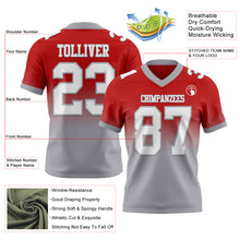 Load image into Gallery viewer, Custom Red White-Gray Authentic Fade Fashion Football Jersey
