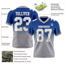 Load image into Gallery viewer, Custom Royal White-Gray Authentic Fade Fashion Football Jersey
