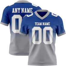 Load image into Gallery viewer, Custom Royal White-Gray Authentic Fade Fashion Football Jersey
