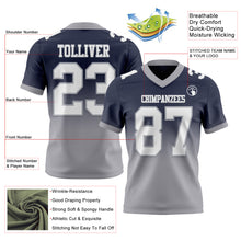 Load image into Gallery viewer, Custom Navy White-Gray Authentic Fade Fashion Football Jersey
