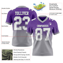 Load image into Gallery viewer, Custom Purple White-Gray Authentic Fade Fashion Football Jersey
