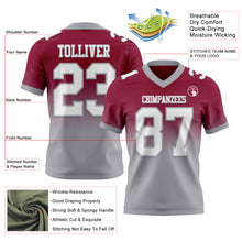 Charger l&#39;image dans la galerie, Custom Maroon White-Gray Mesh Authentic Fade Fashion Football Jersey
