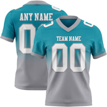Load image into Gallery viewer, Custom Teal White-Gray Authentic Fade Fashion Football Jersey
