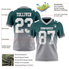 Load image into Gallery viewer, Custom Midnight Green White-Gray Authentic Fade Fashion Football Jersey
