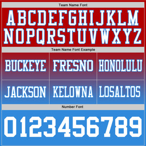 Custom Red White-Powder Blue Authentic Fade Fashion Football Jersey