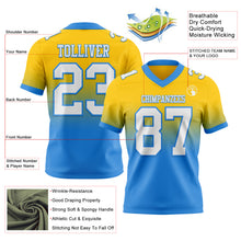 Load image into Gallery viewer, Custom Yellow White-Powder Blue Mesh Authentic Fade Fashion Football Jersey
