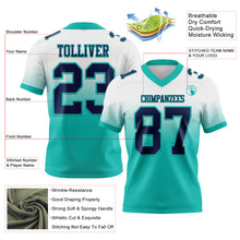 Charger l&#39;image dans la galerie, Custom White Navy-Aqua Mesh Authentic Fade Fashion Football Jersey
