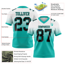 Загрузить изображение в средство просмотра галереи, Custom White Black-Aqua Authentic Fade Fashion Football Jersey
