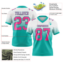 Загрузить изображение в средство просмотра галереи, Custom White Pink-Aqua Authentic Fade Fashion Football Jersey
