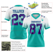 Charger l&#39;image dans la galerie, Custom White Purple-Aqua Mesh Authentic Fade Fashion Football Jersey
