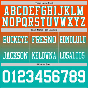 Custom Orange White-Aqua Mesh Authentic Fade Fashion Football Jersey