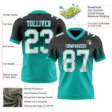 Загрузить изображение в средство просмотра галереи, Custom Black White-Aqua Mesh Authentic Fade Fashion Football Jersey

