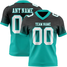 Загрузить изображение в средство просмотра галереи, Custom Black White-Aqua Mesh Authentic Fade Fashion Football Jersey
