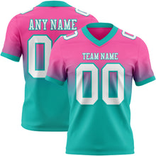 Загрузить изображение в средство просмотра галереи, Custom Pink White-Aqua Mesh Authentic Fade Fashion Football Jersey
