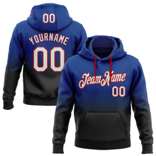 Load image into Gallery viewer, Custom Stitched Royal White Black-Red Fade Fashion Sports Pullover Sweatshirt Hoodie
